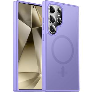 Designed for Magnetic Samsung Galaxy S24 Ultra Case,[Compatible with MagSafe] [Military Grade Drop Protection] Slim Translucent Matte Shockproof with Anti-Fingerprint Phone Case-Light Purple