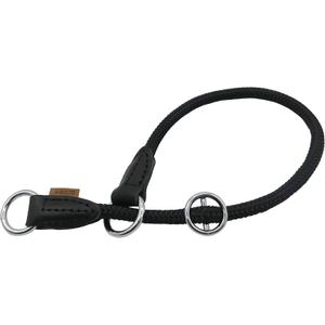 Braided Round Martingale Dog Collar, Training Collar with Slidable Stop Ring - Ideal for Small Dogs (S(1/3") - 16" Long, Black)