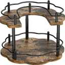2-Tier Wooden Lazy Susan Turntable Organizer for Cabinet, Table Top, Kitchen, Pantry, Bathroom, Vanity Countertop, Rotating Wood Lazy Susans Rack for Spice, Seasoning Storage Organization(Petal)
