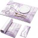 Large Stone Dish Drying Mat for Kitchen Counter, 2 PCS Quick Dry Stone Mats, Foldable Water Absorbing Diatomaceous Earth Drying Dishes Pad for Countertop Bottle Utensil Cup(Purple 24"16"&8"x4")