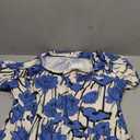Wenrine Women's Summer Button Down Shirt Dress Floral Puff Short Sleeve Casual Loose Fit Beach Mini Dresses (X-Large, Blue)