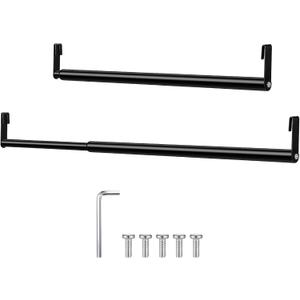 Threehoney Expandable Closet Rod for Wire Shelf Hanging Clothes Adjustable Heavy Duty Closet Hanging Rod Extender Heavy Duty Hanger Bar Metal Poles for Wardrobes Hanger, 1 Pack(24-41 Inch,Black)