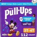 Huggies Pull ups 28counts of 4packs, Pull-Ups Boys' Potty Training Pants, Size 3T-4T, 112 Count Easy Open Sides, Disposable, Refastenable Fit, Unit Count: 112