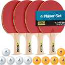 JOOLA Family Premium Ping Pong Paddles Set of 4 - Advanced Table Tennis Rackets, 10 Training 3 Star Ping Pong Balls, and Storage Case - Competitive or Recreational Play - Indoor and Outdoor Compatible