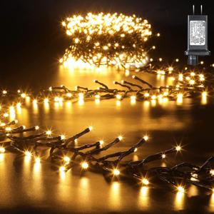 Quntis Cluster Christmas Tree Lights 1000LEDs - Outdoor Waterproof 33FT Christmas Firecracker Twinkle Cluster Lights - 8 Modes Black Wire Xmas Fairy Lights for Wedding Party Decor Warm White