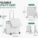 Foldable Utility Cart with Stair Climbing Wheels, Collapsible Rolling Crate with Telescoping Handle, Folding Shopping Trolley Handcart Grocery Book File Tool Teacher Storage Basket (White, 4 Wheels)