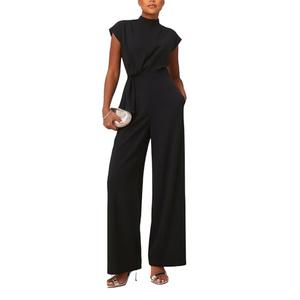 SheKiss One Piece Jumpsuits for Women Dressy 2026 - Wide Leg Short Sleeve Elegant Casual Workout Black Jumpsuits XXL