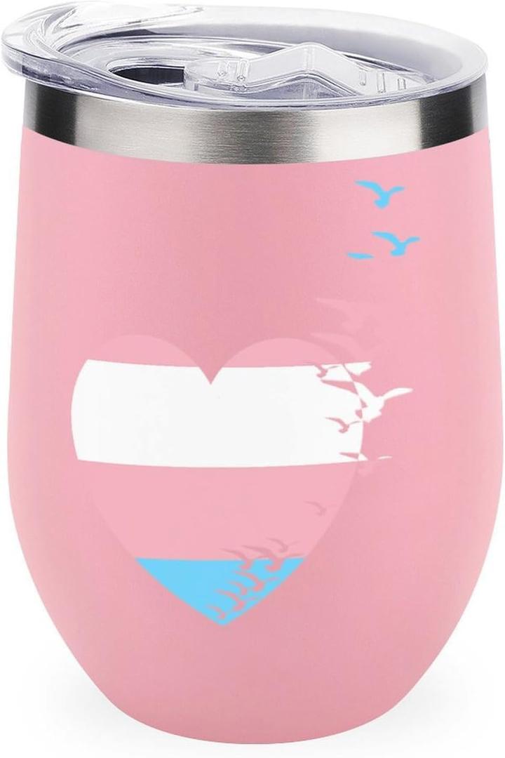 Transgender Heart Love Flag Stainless Steel Wine Tumbler Travel Mug Insulated with Lid Car Cup Pink-style