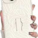 MZELQ for iPhone 15 Case, Silicone Wave Ripple Cute Pattern, Support for MagSafe, Kickstand Wristband Camera Protection Soft Slim Phone Case for Girls Women -White