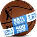 Silent Basketball Official Size 7 (29.5"): Upgraded 95% Bounce - Ultra Quiet Airless Basketball for Dribbling Indoor - Soft Foam Basketball with Realistic Grip (Vacuum Sealed, Dark Brown)