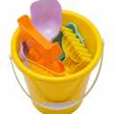 Beach Bucket Toy Set 9 Piece 1 Bucket 2 Shovels 1 Rake 5 Sand Molds 4 Pack