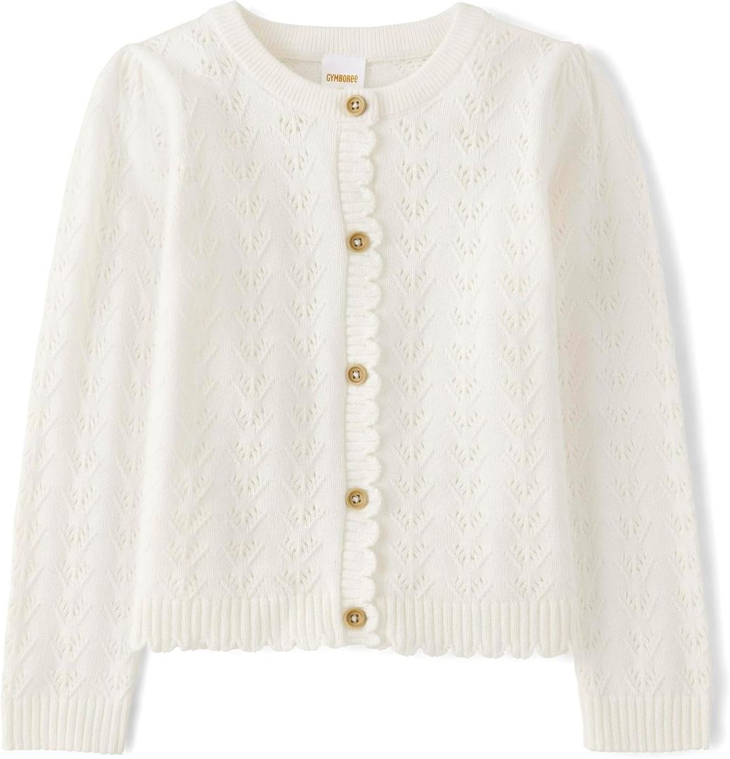 Gymboree Baby-Girls and Toddler Long Sleeve Button Front Cardigan (4T, White Pointelle)