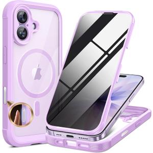 Miracase Magnetic for iPhone 17 Case with Privacy Screen Protector [Compatible with MagSafe],Full Camera Protection and Full Body Shockproof Bumper 17 Phone Cover 6.3", Taro Purple