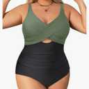 Daci Plus Size One Piece Swimsuits - Tummy Control Bathing Suit for Women Cutout Swimwear XXL