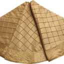 Gold Handcraft Pintuck Center, Sparkle Glitter Sequin Border Christmas Tree Skirt Xmas Tree Decoration -42inch