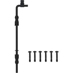 Sdstone 18 Inch Heavy Duty Cane Bolt Gate Drop Rod Hardware Ground Latch for Wooden Fences,Metal Gates Doors Stopper for Gate Ground (Black Finish,1 Pack)