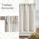 Jinchan Striped Linen Kitchen Curtains 30 Inches Tier Curtains Farmhouse Modern Cafe Style Small Window Treatments Airy Light Filtering Rod Pocket for Living Room Bathroom 2 Panels Taupe Grey