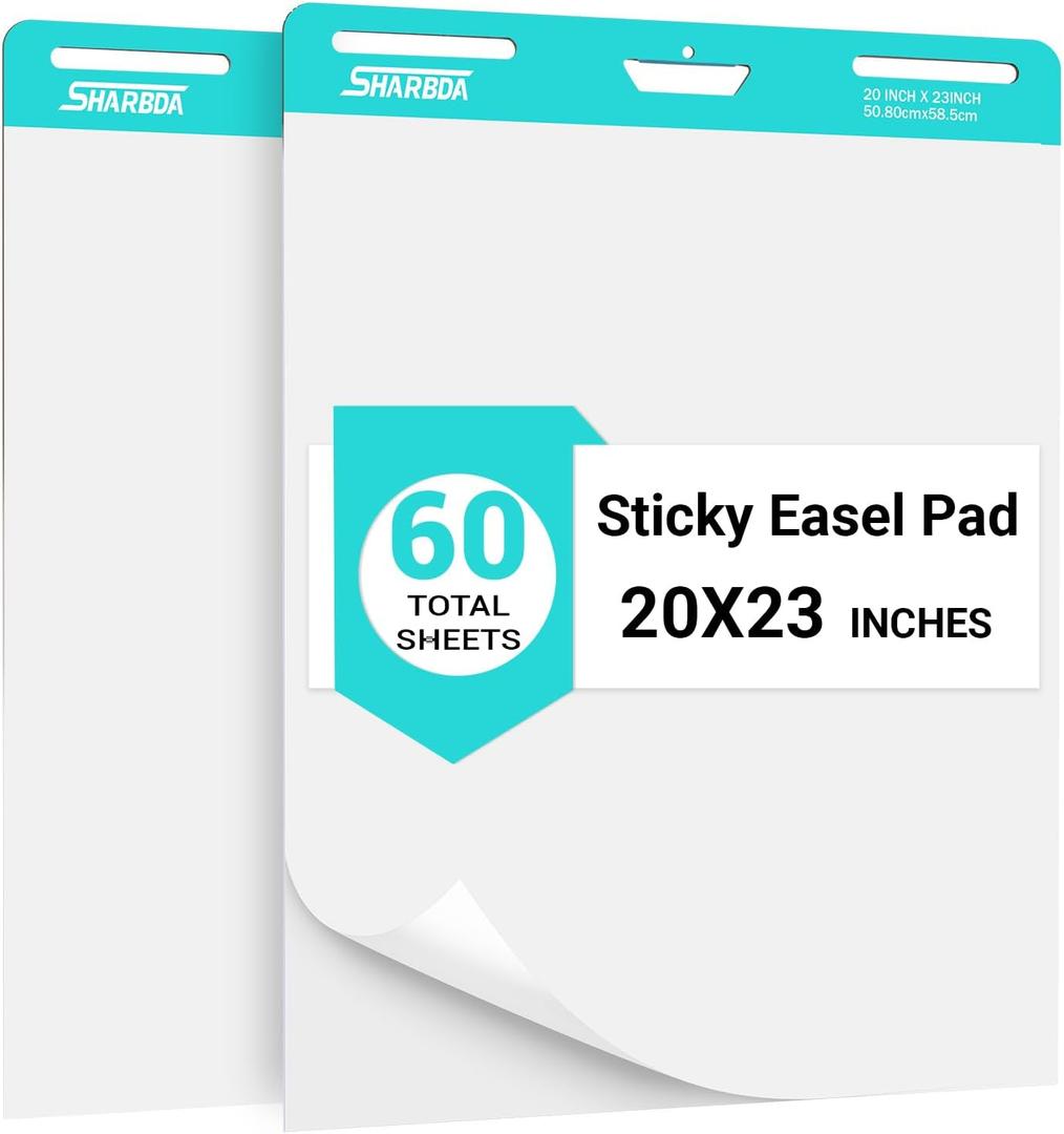 Chart Paper,Sticky Easel Pad for Teachers, 20x23 Inches,Anchor Flip Chart Paper with Lines,Heavyweight Self-Stick Flip Chart Paper, Residue-Free & EasyRemoval, 60 Sheets, 2 Pads