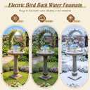 Bird Bath Fountain with LED Light for Outside Garden Patio, 6.3"L x 4.13"W x 4.13"H