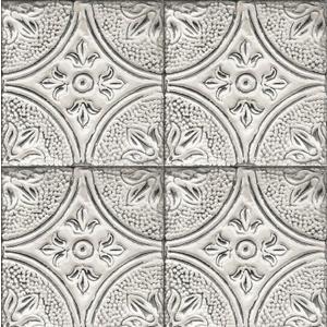 FunStick Old White Tin Tile Wallpaper Peel and Stick Vintage Faux 3D Embossed Wall Paper for Kitchen Backsplash Bedroom Ceiling Self Adhesive Wallpaper White Contact Paper for Walls Cabinets 17.5x118
