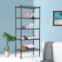 BestOffice | 5-Tier Wire Storage Shelves | 22x12x48 | Black | with Adjustable Racks | Heavy-Duty Metal Shelf, Holds Upto 750 lbs | No-Tool Assembly | Ideal for Home & Garage Shelving