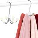 TOPIA HANGER Hoodie Hangers 2-Pack with 6 Wood Balls, 360Swivel Purse Hanger, Scarf Hanger, Closet Hooks, Handbag Organizer, Bra Hanger, Accessory Organizers for Scarf, Tanktop, Hat, Hoodie CT43W (White)