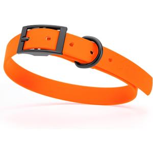 Dogline Biothane Waterproof Dog Collar Strong Coated Nylon Webbing with Black Hardware Odor- Proof for Easy Care Easy to Clean High Performance Fits Small Medium or Large Dogs, Hunter Orange (W3/4" x L15-18") Dogline Biothane Waterproof Dog Collar Strong Coated Nylon Webbing with Black Hardware Odor- Proof for Easy Care Easy to Clean High Performance Fits Small Medium or Large Dogs, Hunter Orange (W3/4" x L15-18")
