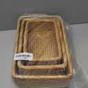 Natural Rectangular Rattan Storage Baskets (Set of 3), Hand Woven Food and Fruit Serving Baskets, Wicker Organizer for Living Room, Bedroom, Kitchen
