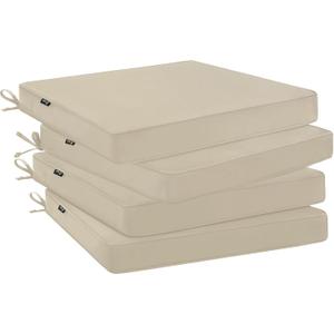 Favoyard Outdoor Chair Cushions 19" x 19" x 2" Set of 4 Patio Chairs Cushions 3-Year Fade Resistant & Water-Resistant Cushions for Outdoor Furniture with Hidden Zipper, Attach Straps for Dining Chairs (Beige)