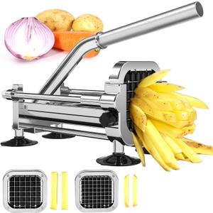 Befano French Fry Cutter, Stainless Steel Potato Cutter with 1/2 Inch and 3/8 Inch Blades, (Manual Cutter, 1/2'' & 3/8'' Blade) (1/2 Inch & 3/8 Inch, Manual Cutter)