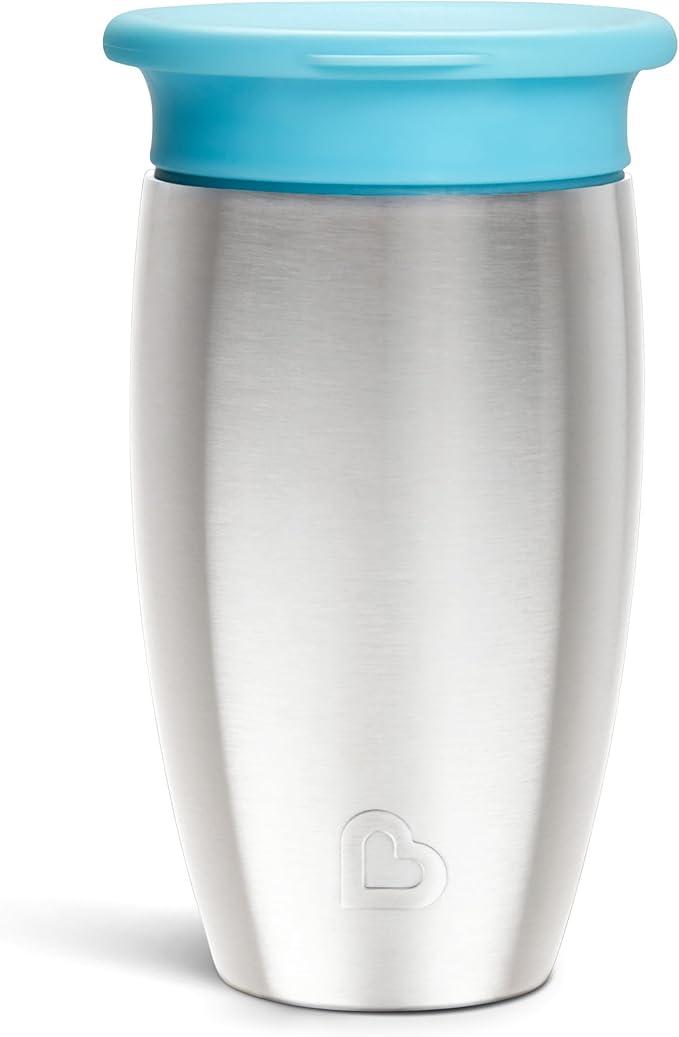 Munchkin Stainless Steel Sippy Cups for Toddlers 13, Spill Proof Miracle 360 Cup, Insulated, 10 Ounce, Blue