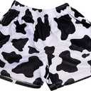 DIOTSR Mens Graphic Shorts Cool Streetwear Flat Front Shorts Workout Gym Athletic Shorts with Pockets, Cow, No Size Mark