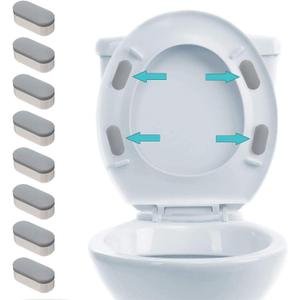 iFealClear 8 Pcs Universal Toilet Seat Bumpers for Bidet, Toilet Lid Rubber Bumpers for Changing Heights, Strong Adhesion Toilet Seat Bidet Buffer with 8 Extra Thickness Pads for Home, Hotel, Hospital (Gray)