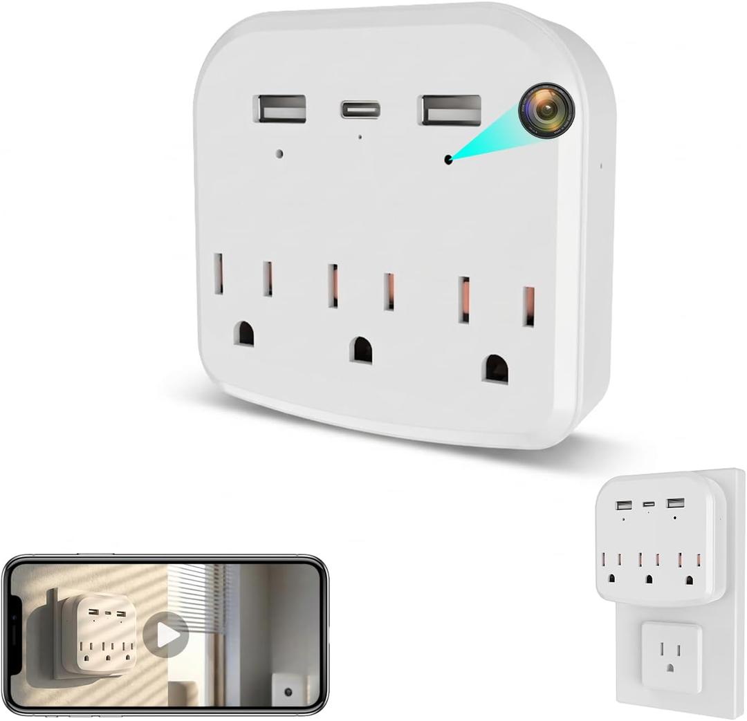1080P Hidden Camera Wall Plug with Motion Detection, WiFi Spy Camera for Home Security, Wireless Nanny Cam for Baby Monitor & Pet Camera, Remote Viewing Indoor Security Camera with SD Card