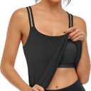 Hibelle Women's Workout Yoga Racerback Tank Tops with Built in Shelf Bra, L