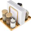 Gold Napkin Holder for Table, Metal Napkin Storage with Salt and Pepper Shakers Caddy for Dining Table Decor