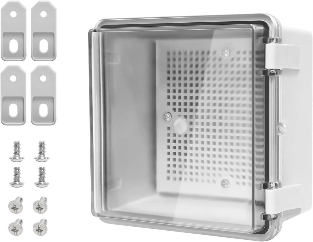 ABS Plastic Dustproof Waterproof IP65 Junction Box Hinged Shell Universal Electrical Project Enclosure Gray, with PC Transparent Clear Cover 5.9 x 5.9 x 3.5inch(150 x150 x90mm)