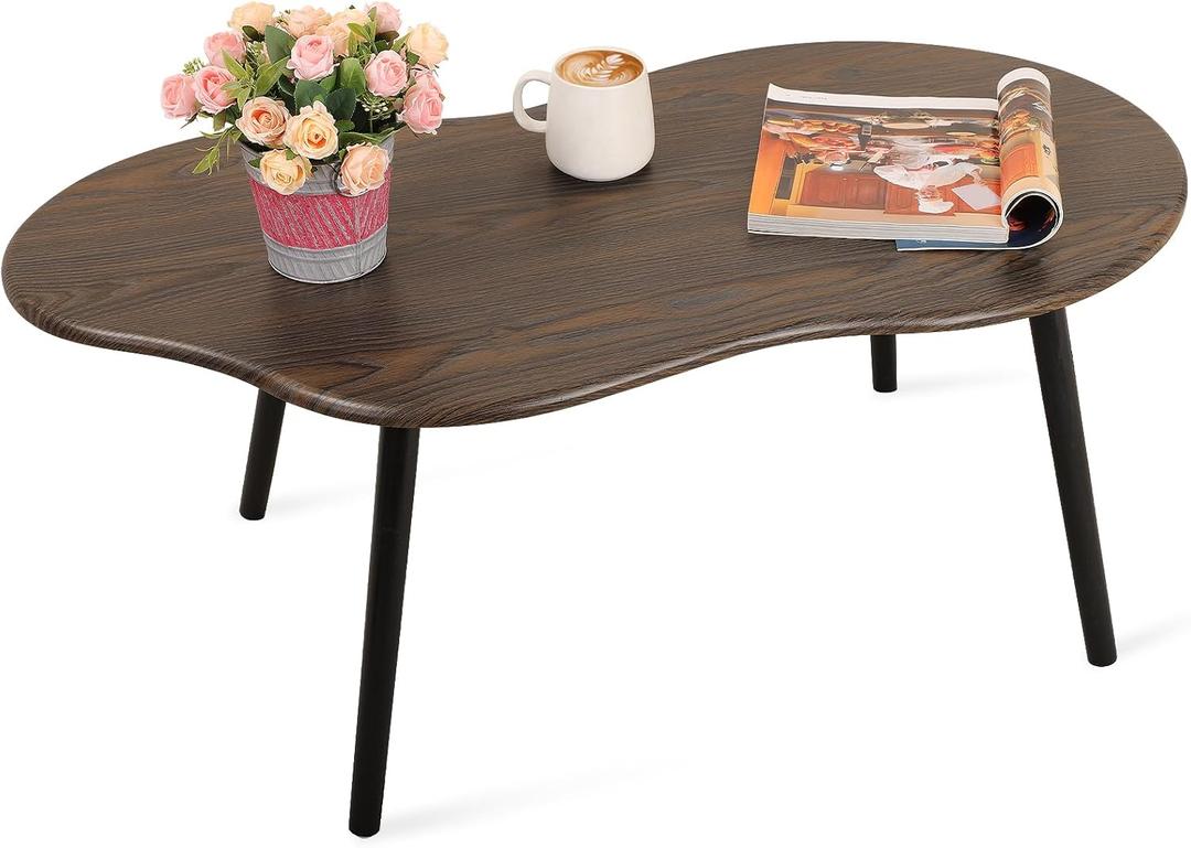 Modern Coffee Tables for Living Room Cloud Shape Center Table Industrial Irregular Wood Grain Table Top Coffee Table, Rustic Brown Unique Furniture for Living Room Home, 39.5 inches x 20 inches x 16.5 inches