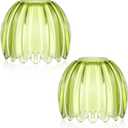 2 Pcs Green Glass Tulip Lamp Shades Small Flower Sconce Shade E26 Base 1.65" Top x 4.45" Dia. x 4.33" H Mini Lampshades Replacement for Floor Table Chandelier Decor Vanity Pendant Light Covers