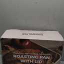 HONGBAKE 18 Inch Turkey Roasting Pan with Rack and Lid  Large Red Carbon Steel Roaster Pan for 20 lb Turkey, Oven Safe Baking Pan for Holiday Meals & Thanksgiving