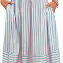 Fashionme Womens Summer Maxi Dresses 2026 Trendy Striped Vacation Boho Beach Spaghetti Strap Sundress Back Tie with Pockets, S