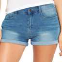 luvamia Women's Denim Jean Shorts High Waisted Stretchy Short Jeans (Medium, Vintage Medium Blue)