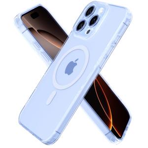 oakxco for iPhone 16 Pro Case Clear Magnetic, [Compatible with Magsafe] Ultra Slim Thin Transparent Silicone Mag Safe Phone Case, Non-Yellowing Plastic Soft TPU Shockproof Bumper, Light Blue