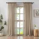 Elegant Tan Beige Sheer Curtains 108 inches Long for Living Room Patio Door, Cotton Linen Textured Light Filtering Sheer Drapes Rod Pocket Natural Thin Curtains, W52 x L108 in, 2 Panels