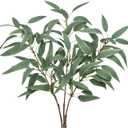 Faux Eucalyptus Stems Willow Eucalyptus Leaves 34” Long Fake Salix Leaves 3 Pcs Artificial Greenery Stems for DIY Bouquet Arrangements Centerpieces Shower Decorations-Artificial Eucalyptus Stems