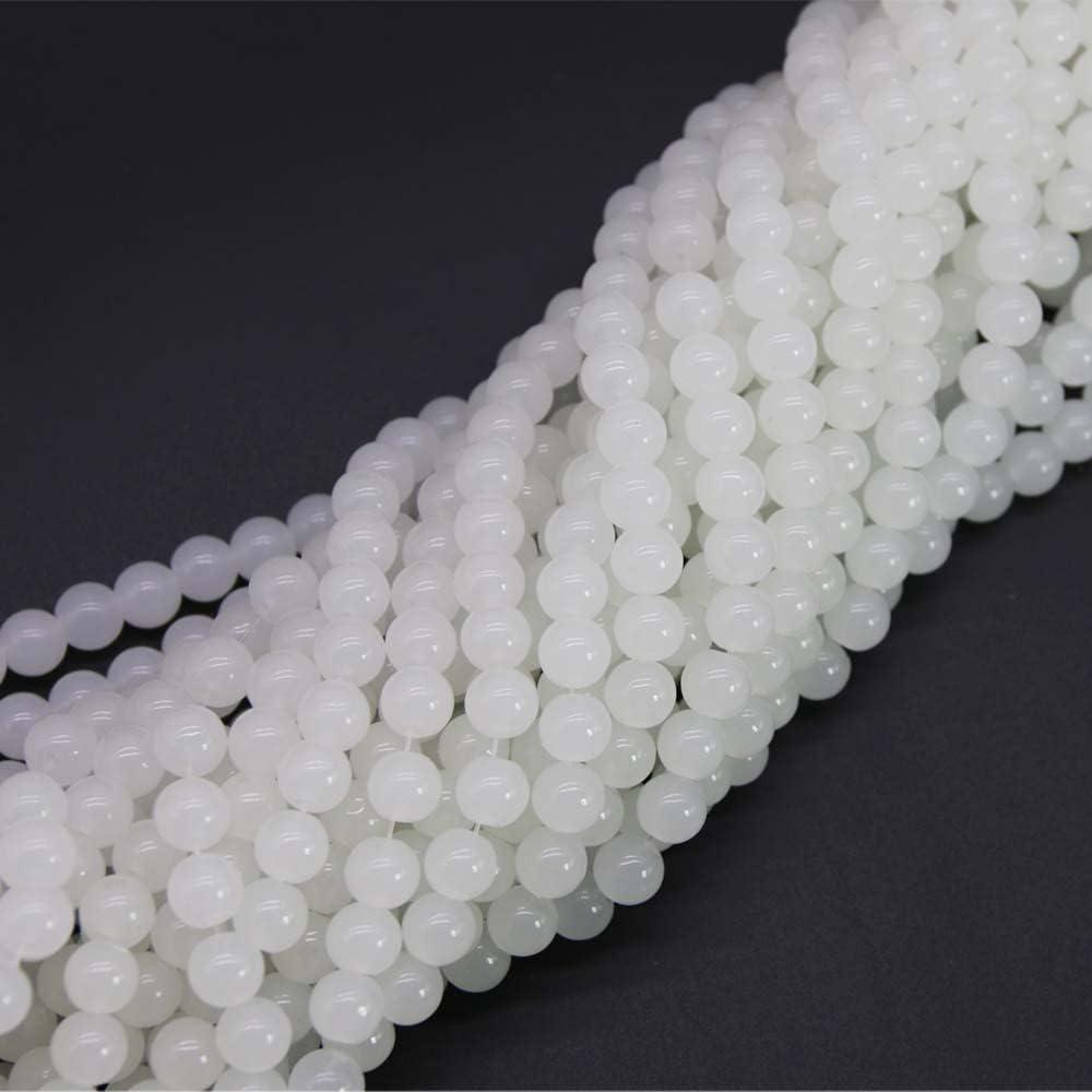 Pamir Tong 600PCS 8mm White Glass Round Beads Bulk-Imitative Jade Beads-Bracelet Loose Beads for Jewelry Making Earring, Necklaces, and DIY Crafts