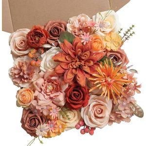 Serra Flora Artificial Flowers Combo Box Set Faux Flowers Bulk Flower Leaf with Stems for DIY Wedding Bouquets Centerpieces Baby Shower Party Home Decorations