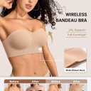 Vertvie Strapless Bras for Women Non-Slip Push Up Wireless Bandeau Bra Seamless Comfort Padded Tube Top Supportive Bralette(Nude,XX-Large,Plain Jersey)