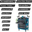 12 Pack Magnetic Toolbox Labels with Tool Icons - Upgraded Strong Magnets, Reusable No Glue Drawer Tags for Garage Workshop Organization(Black)