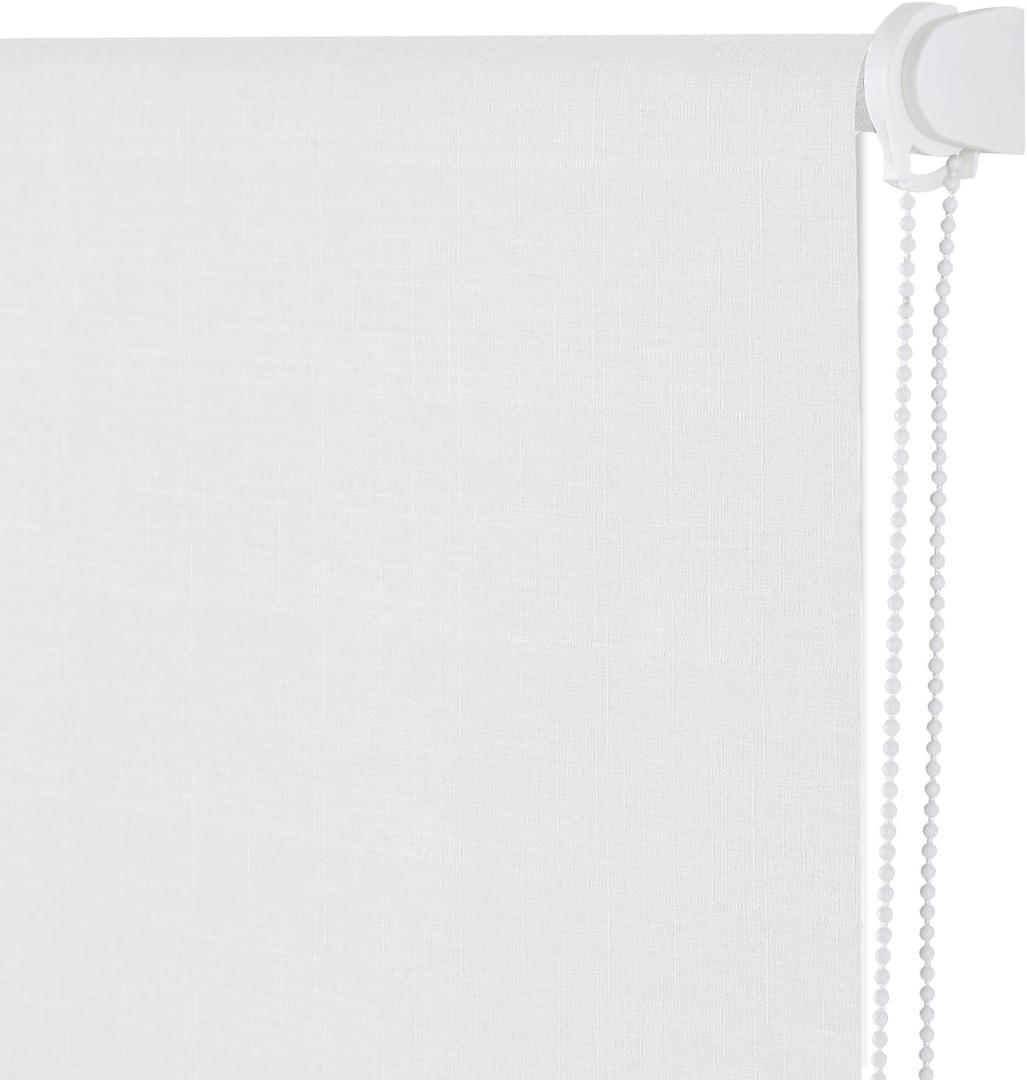 NUTRO CHILL Window Blinds, Blackout Blinds with Thermal Insulated, UV Protection Linen Window Shades for Home, Door, Kitchen, Bathroom (42" W x 68" L, White)